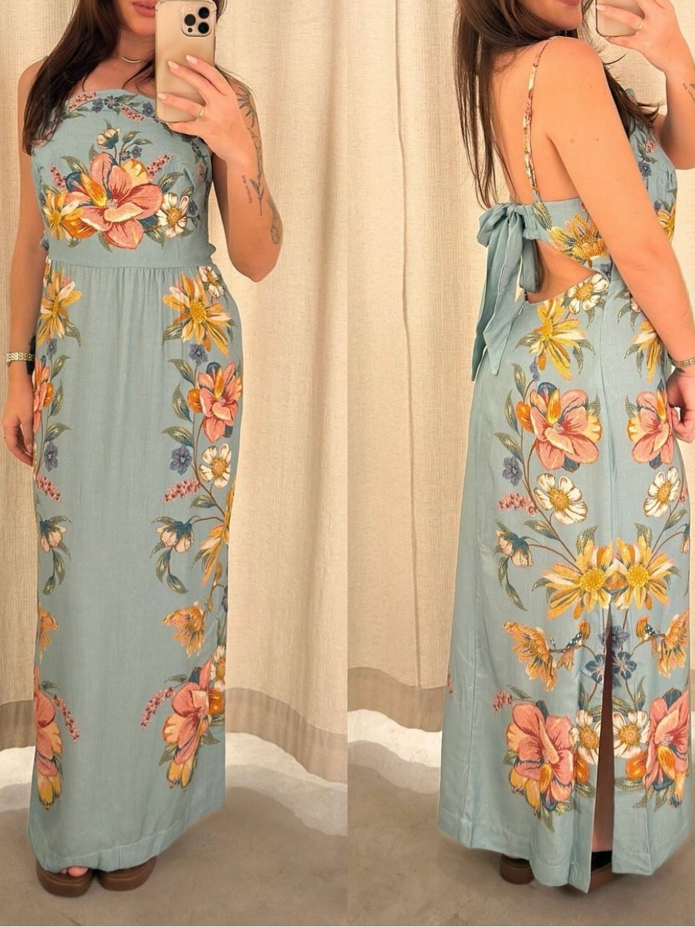 FARM Rio Floral Maxi Dress with Pink & Yellow Blooms Size S - Picture 2 of 10